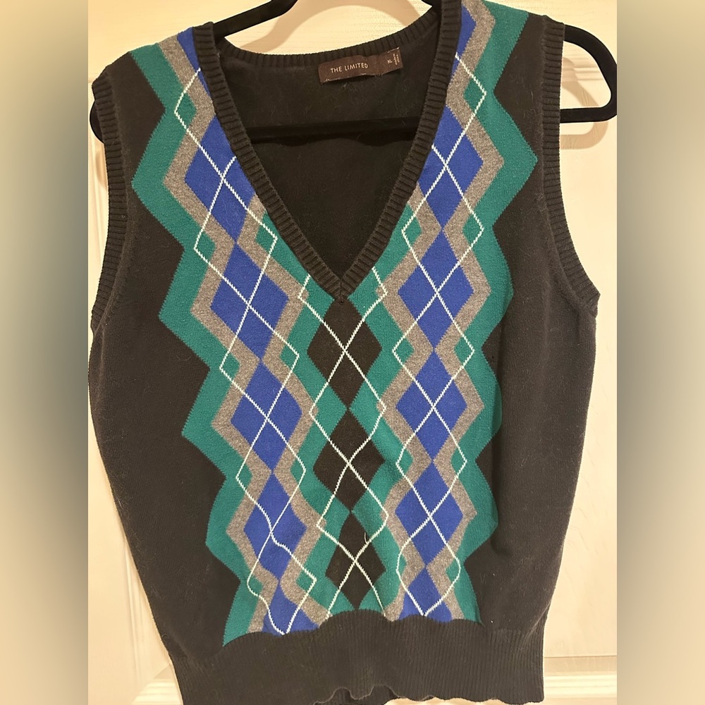 The Limited XL Black Argyle Sweater vest.